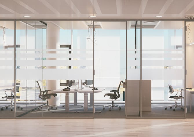 office with glass windows